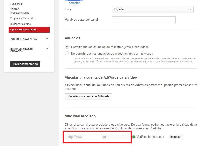 asociar la url a youtube