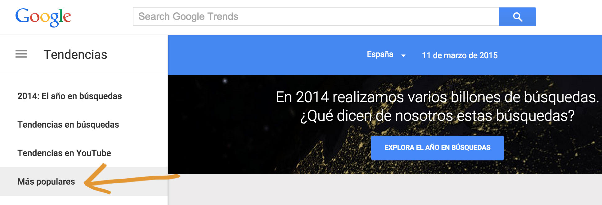 Tendencias de búsqueda en Google trends